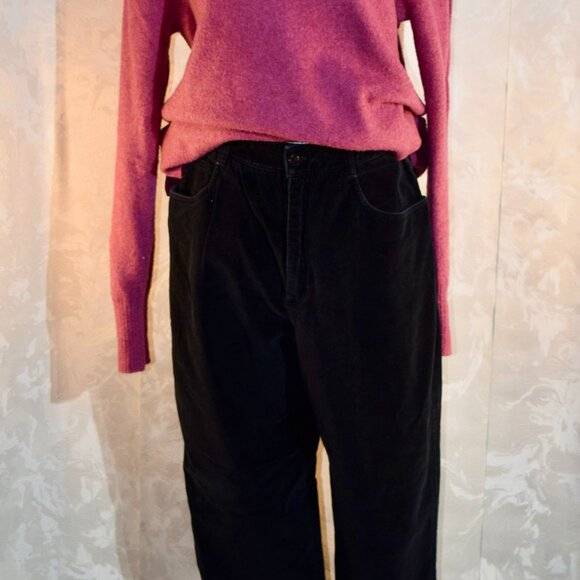 Talbots Size 12 Black Cotton Blend Velveteen Straight Leg Pants - Picture 14 of 14